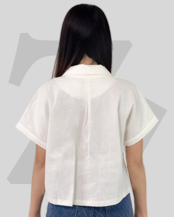 Women's Shirt Short Sleeve Linen Blend