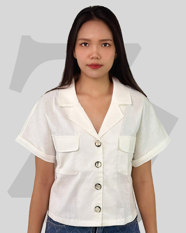 Women's Shirt Short Sleeve Linen Blend