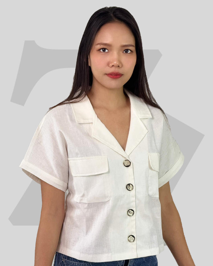 Women's Shirt Short Sleeve Linen Blend