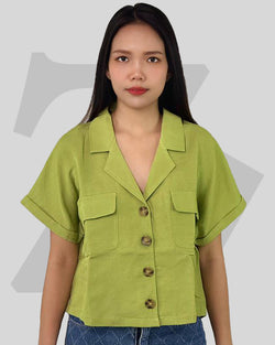 Women's Shirt Short Sleeve Linen Blend