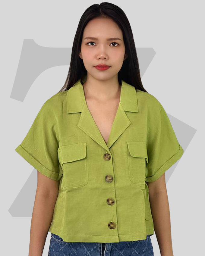 Women's Shirt Short Sleeve Linen Blend