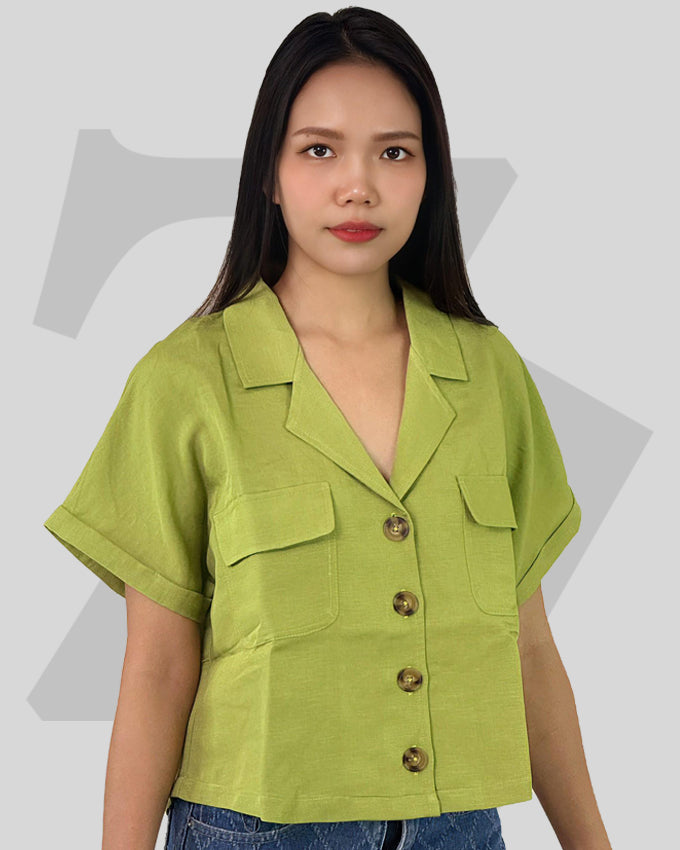 Women's Shirt Short Sleeve Linen Blend