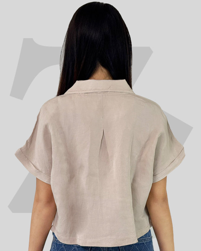 Women's Shirt Short Sleeve Linen Blend