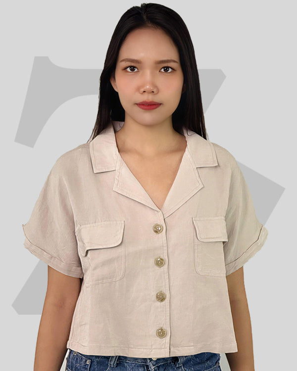 Women's Shirt Short Sleeve Linen Blend