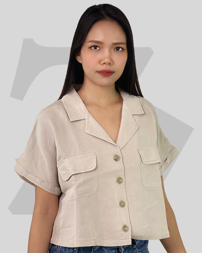 Women's Shirt Short Sleeve Linen Blend