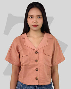 Women's Shirt Short Sleeve Linen Blend