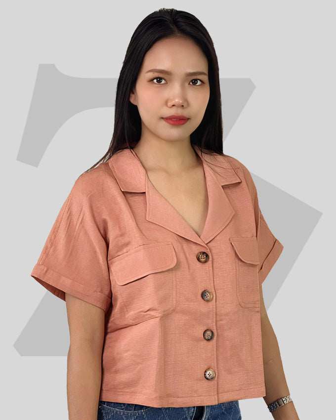 Women's Shirt Short Sleeve Linen Blend