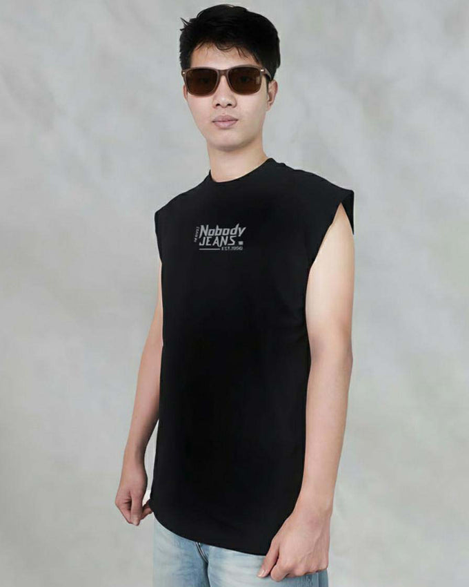 Men's Sleeveless Basic Black Vest